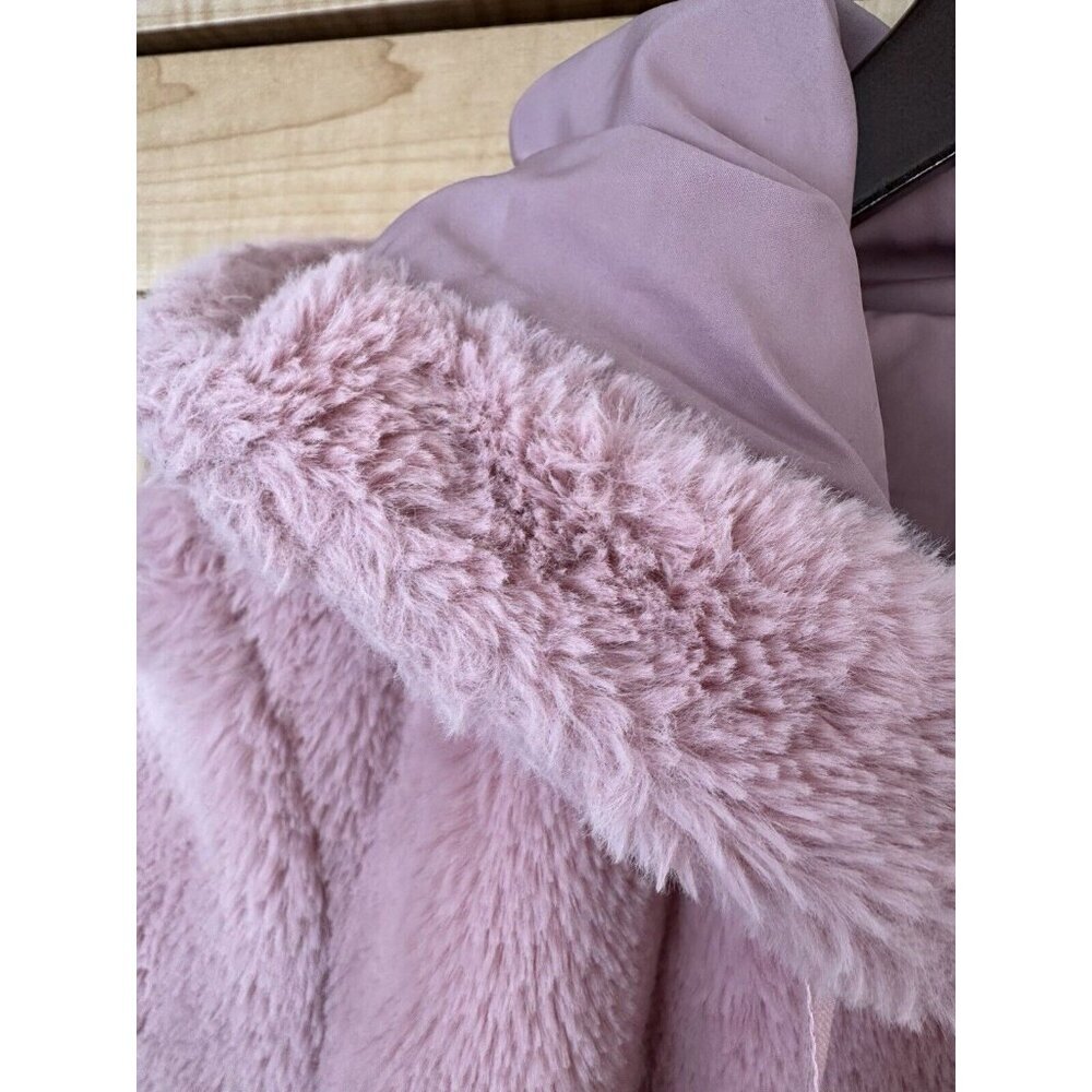 Mailener Paris Womens Jacket Faux Mink Fur Fuzzy Soft Coat Full Zip Pink Small - Picture 7 of 9